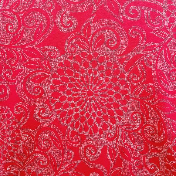T-Shirt Red White Paisley Floral Pima Cotton Boho Bloomcore Cozy Casual Size XL - Picture 9 of 12